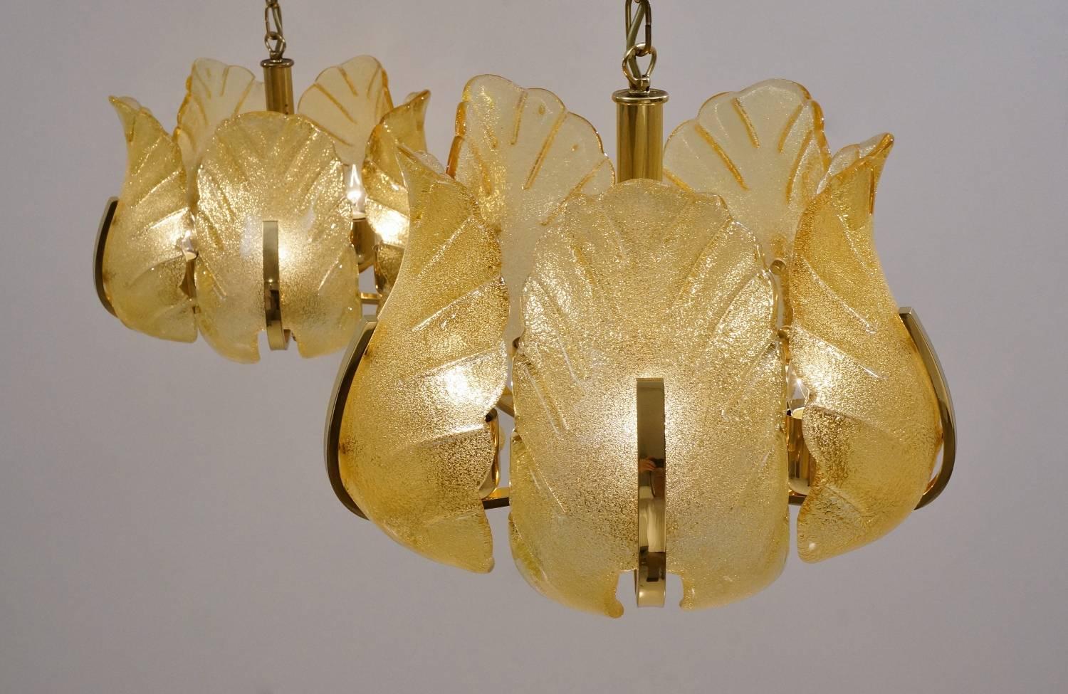 Carl Fagerlund Orrefors Chandelier Glass & Brass, 1960s, Sweden 9