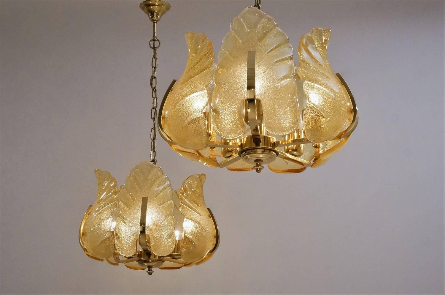 Hollywood Regency Carl Fagerlund Orrefors Chandeliers, a Matching Pair, circa 1960