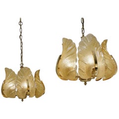 Retro Carl Fagerlund Orrefors Chandeliers, a Matching Pair, circa 1960