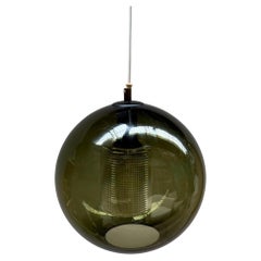 Carl Fagerlund, Orrefors, round green glass ceiling lamp 1967
