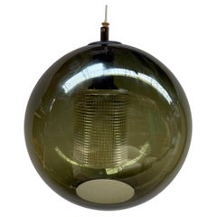Carl Fagerlund, Orrefors, round green glass ceiling lamp 1967