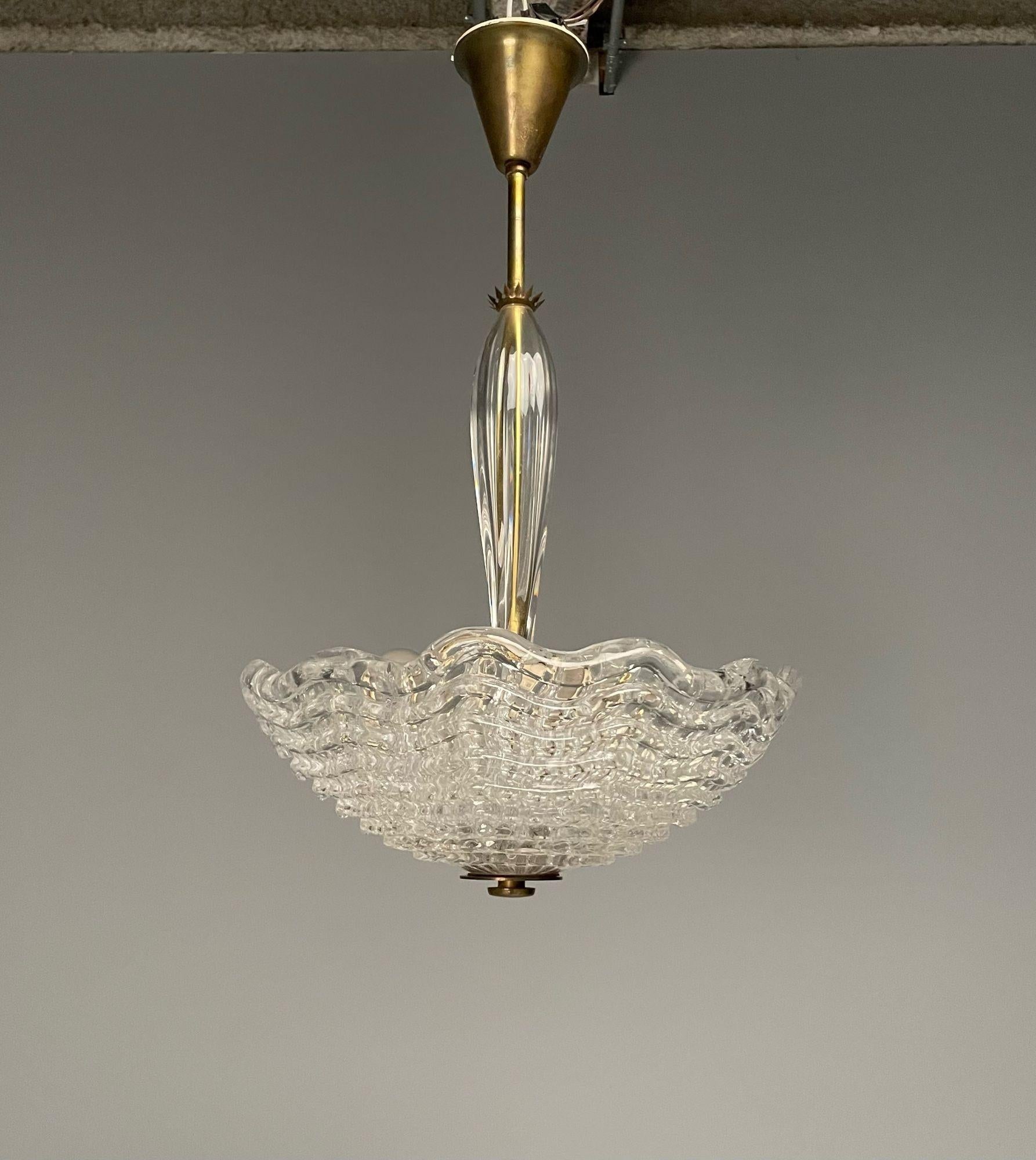 Mid-20th Century Carl Fagerlund, Orrefors, Swedish Mid-Century Modern, Chandelier, Glass, 1940s For Sale