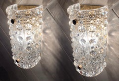 Carl Fagerlund Pair of Large Brass and Glass Wall Sconces for Swedish Orrefors