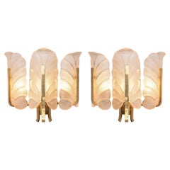 Carl Fagerlund Pair of Wall Lights in Brass and Structured Glass