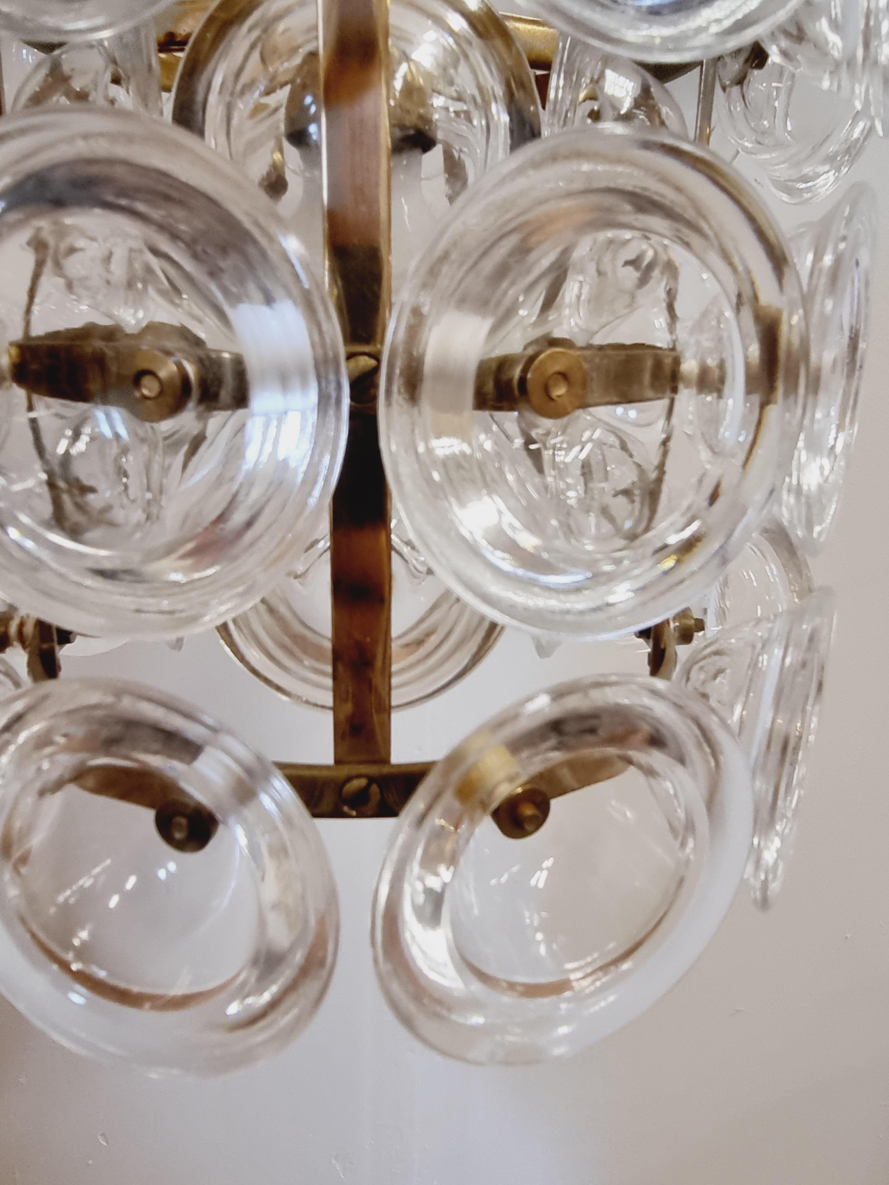 20th Century Carl Fagerlund, Glass & Brass Pendant, Fagerhult/Orrefors, Scandinavian Modern
