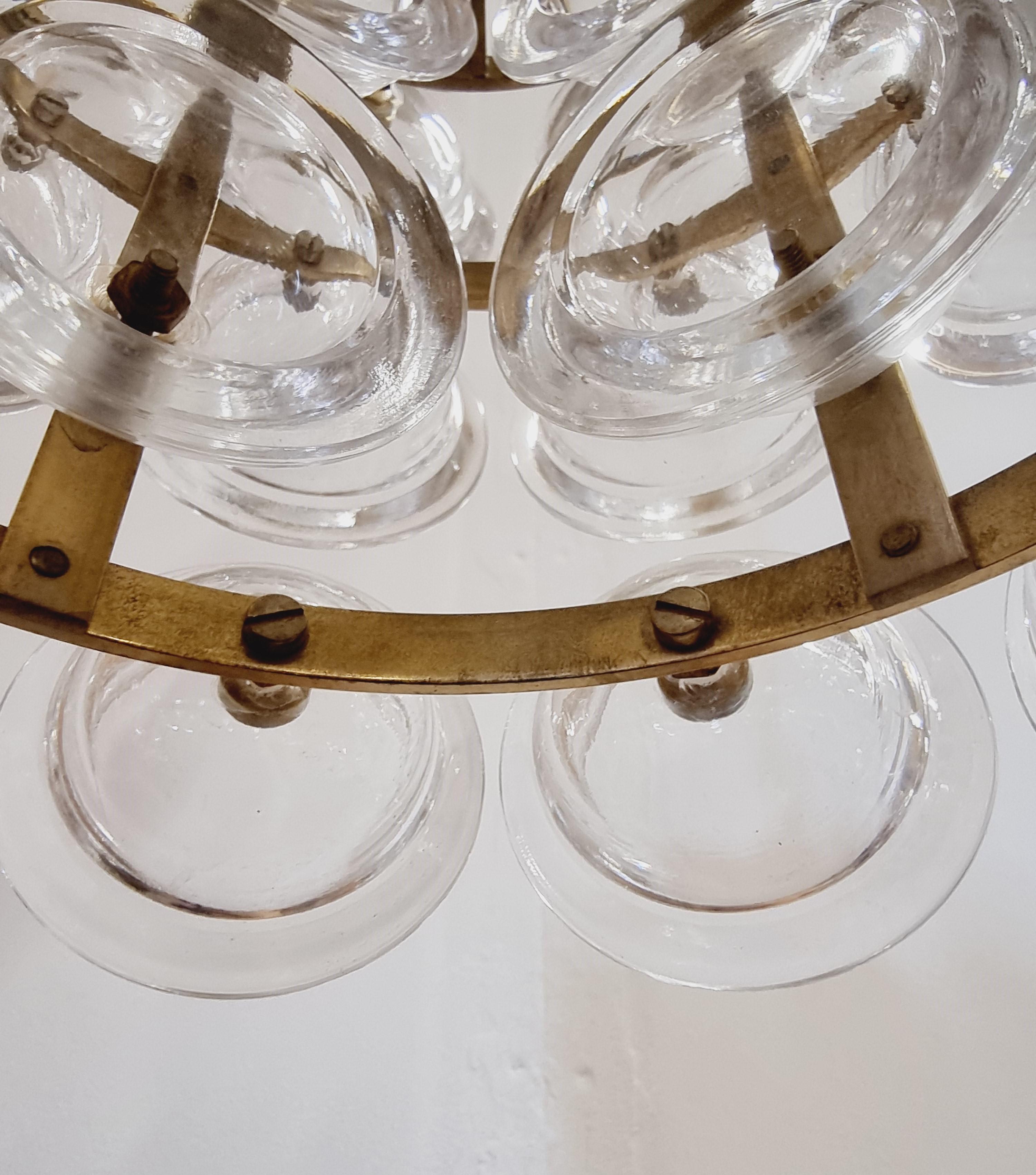 Carl Fagerlund, Glass & Brass Pendant, Fagerhult/Orrefors, Scandinavian Modern 1