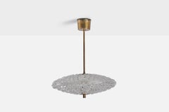 Carl Fagerlund, Pendant Light, Brass, Glass, Sweden, 1940s