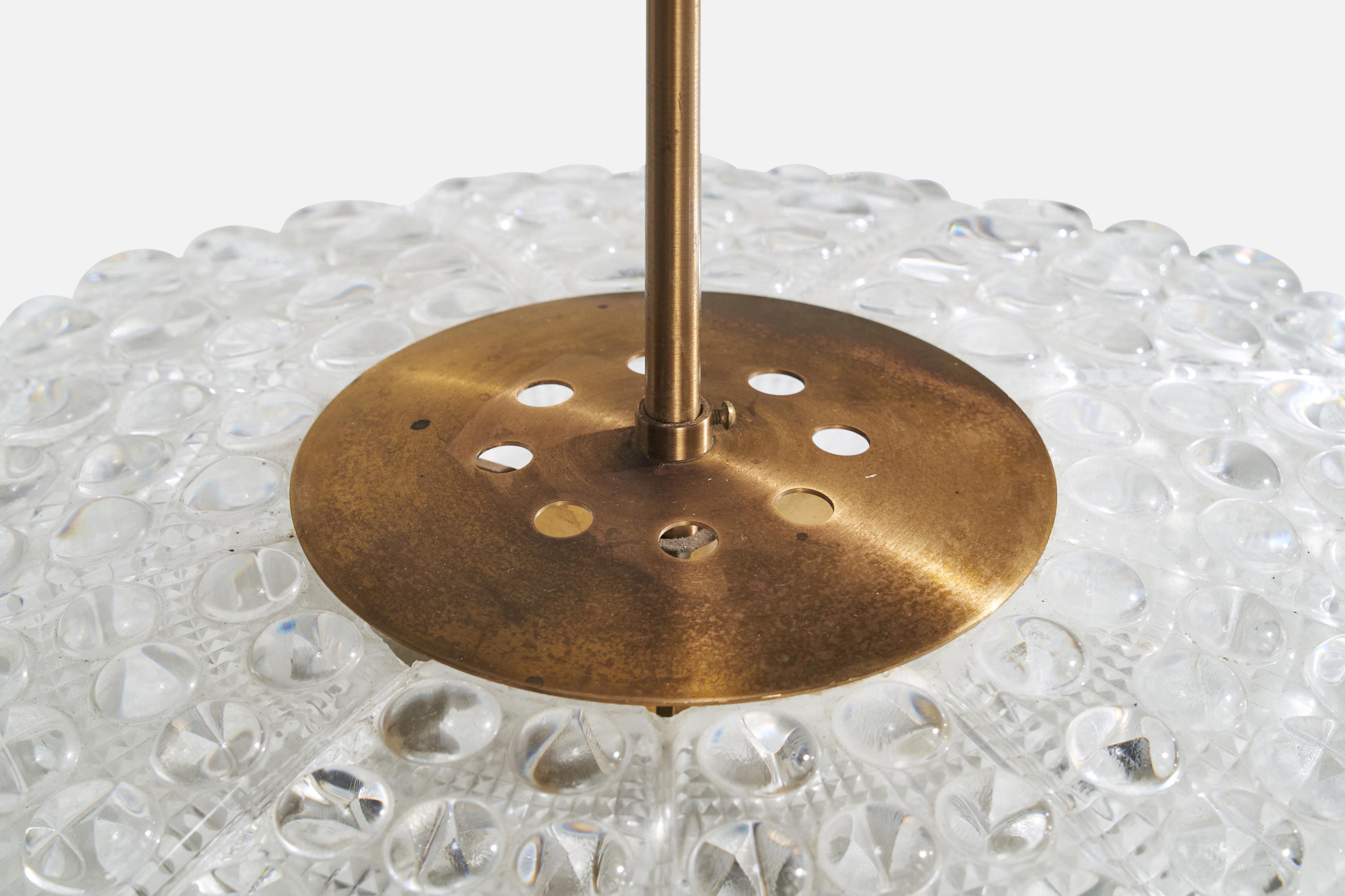 Carl Fagerlund, Pendant Light, Brass, Glass, Sweden, 1940s For Sale 2