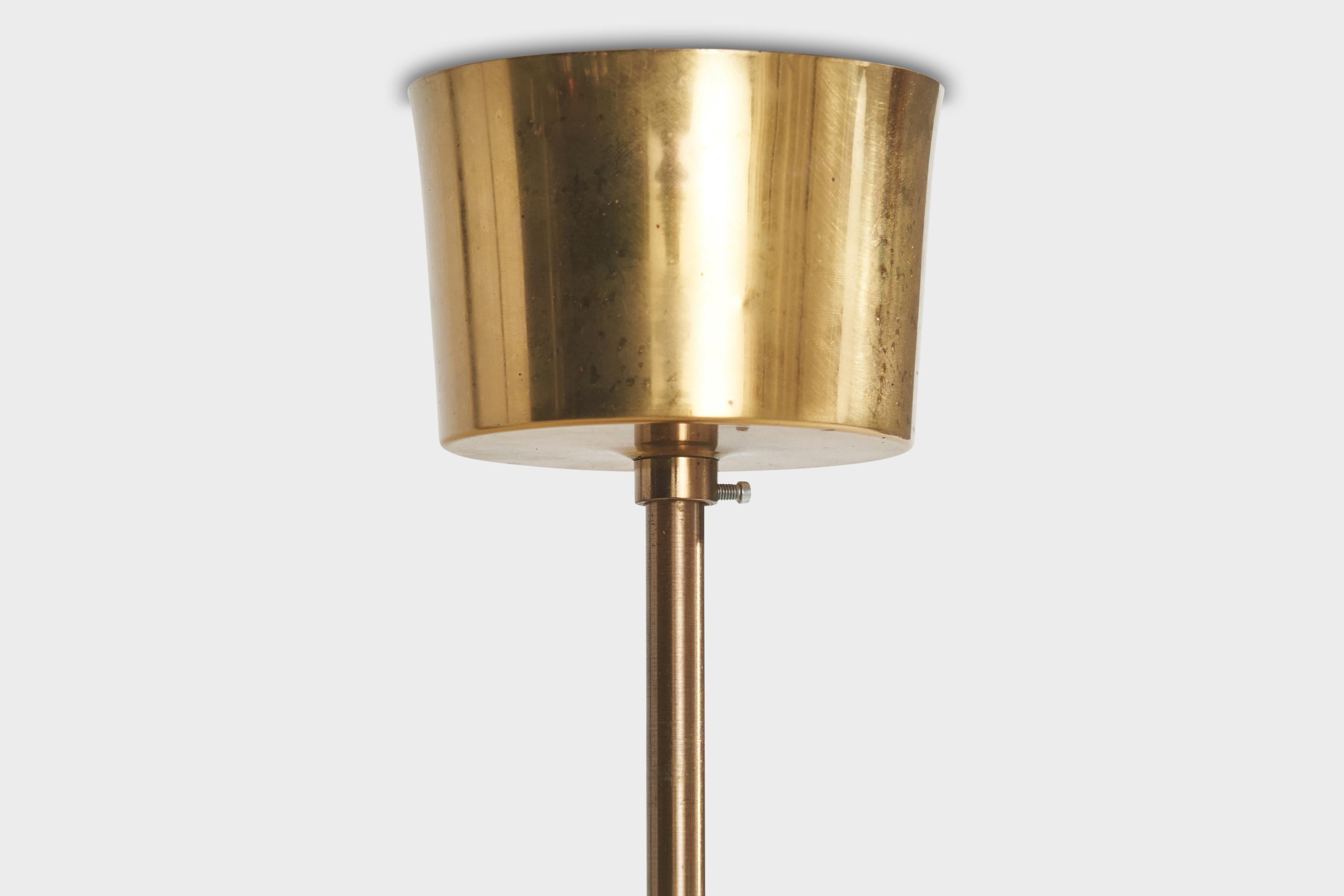 Carl Fagerlund, Pendant Light, Brass, Glass, Sweden, 1940s For Sale 3