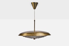 Carl Fagerlund, lampe à suspension, laiton, verre, Suède, années 1950