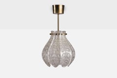 Carl Fagerlund, Pendant Light, Brass, Glass, Sweden, 1950s