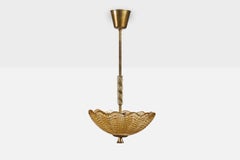 Carl Fagerlund, Pendant Light, Brass, Glass, Sweden, 1950s