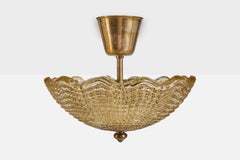 Carl Fagerlund, Pendant Light, Brass, Glass, Sweden, 1950s