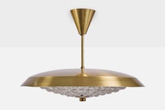Carl Fagerlund, Pendant Light, Brass, Glass, Sweden, 1950s