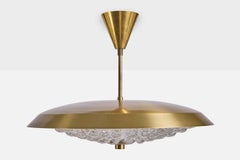 Carl Fagerlund, Pendant Light, Brass, Glass, Sweden, 1950s
