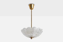 Carl Fagerlund, Pendant Light, Brass, Glass, Sweden, 1950s