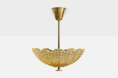 Carl Fagerlund, Pendant Light, Brass, Glass, Sweden, 1950s