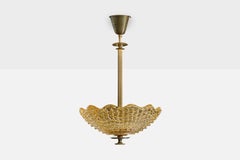 Carl Fagerlund, Pendant Light, Brass, Glass, Sweden, 1950s