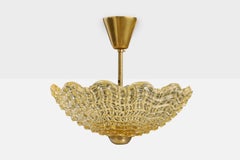 Carl Fagerlund, Pendant Light, Brass, Glass, Sweden, 1950s