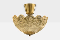 Carl Fagerlund, Lampada a sospensione, ottone, vetro, Svezia, anni '1950