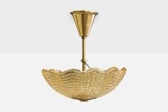 Carl Fagerlund, Lampada a sospensione, ottone, vetro, Svezia, anni '1950