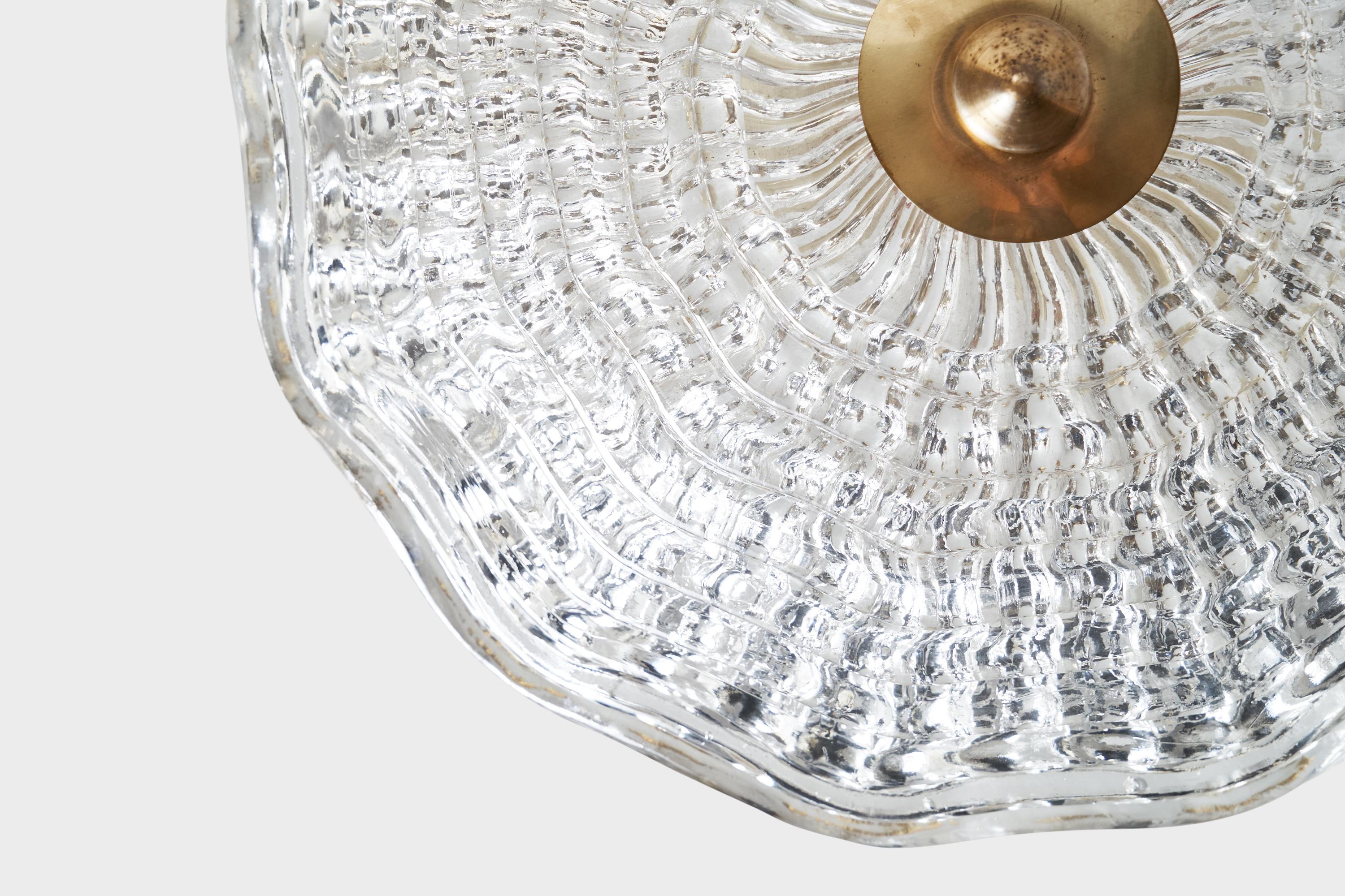 Mid-20th Century Carl Fagerlund, Pendant Light, Brass, Glass, Sweden, 1950s For Sale