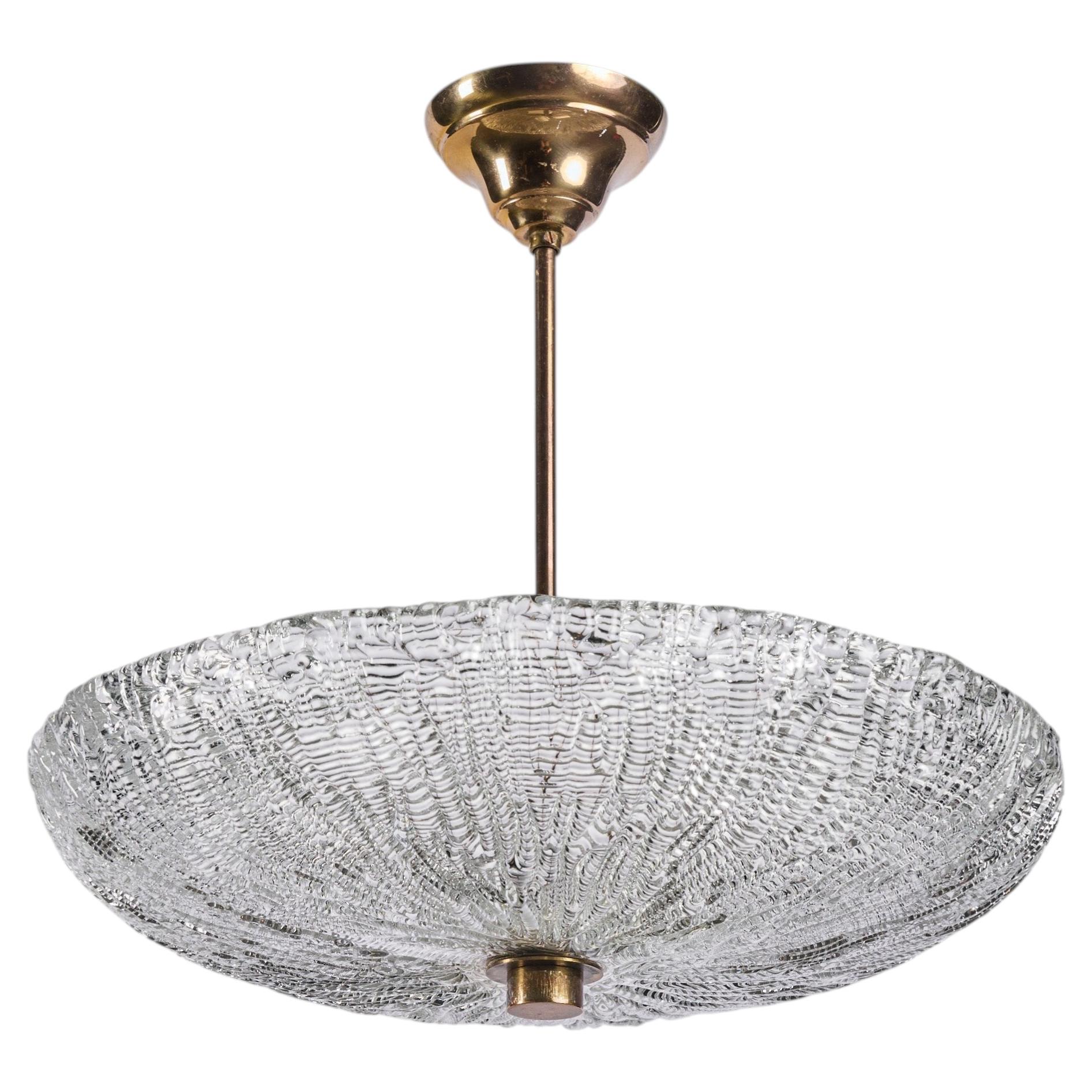 Carl Fagerlund, Pendant Light, Brass, Glass, Sweden, 1950s