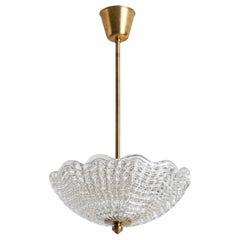 Carl Fagerlund, Pendant Light, Brass, Glass, Sweden, 1950s