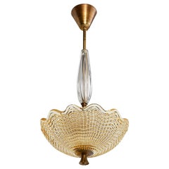 Carl Fagerlund, Pendant Light, Brass, Glass, Sweden, 1950s