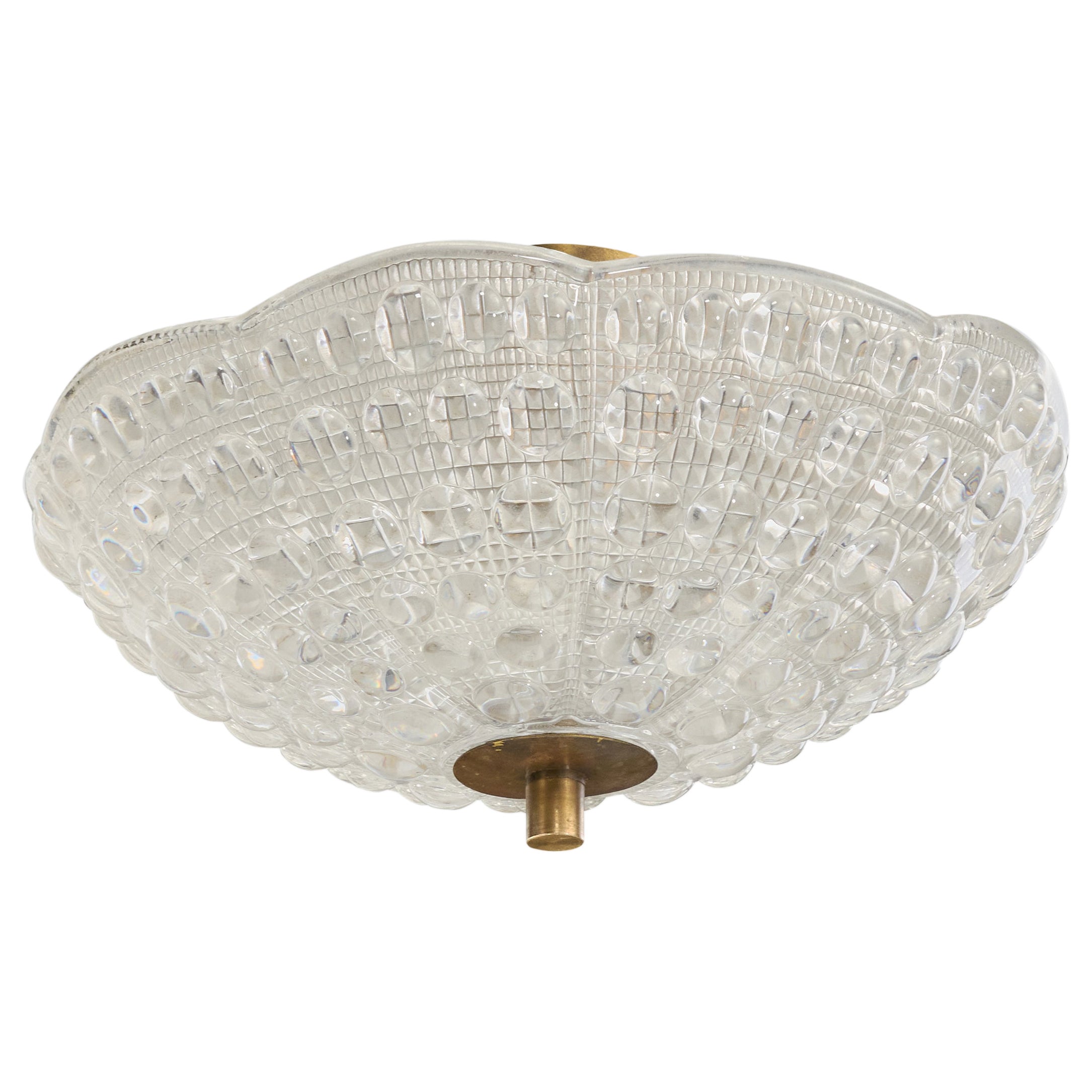 Carl Fagerlund, Pendant Light, Brass, Glass, Sweden, 1950s