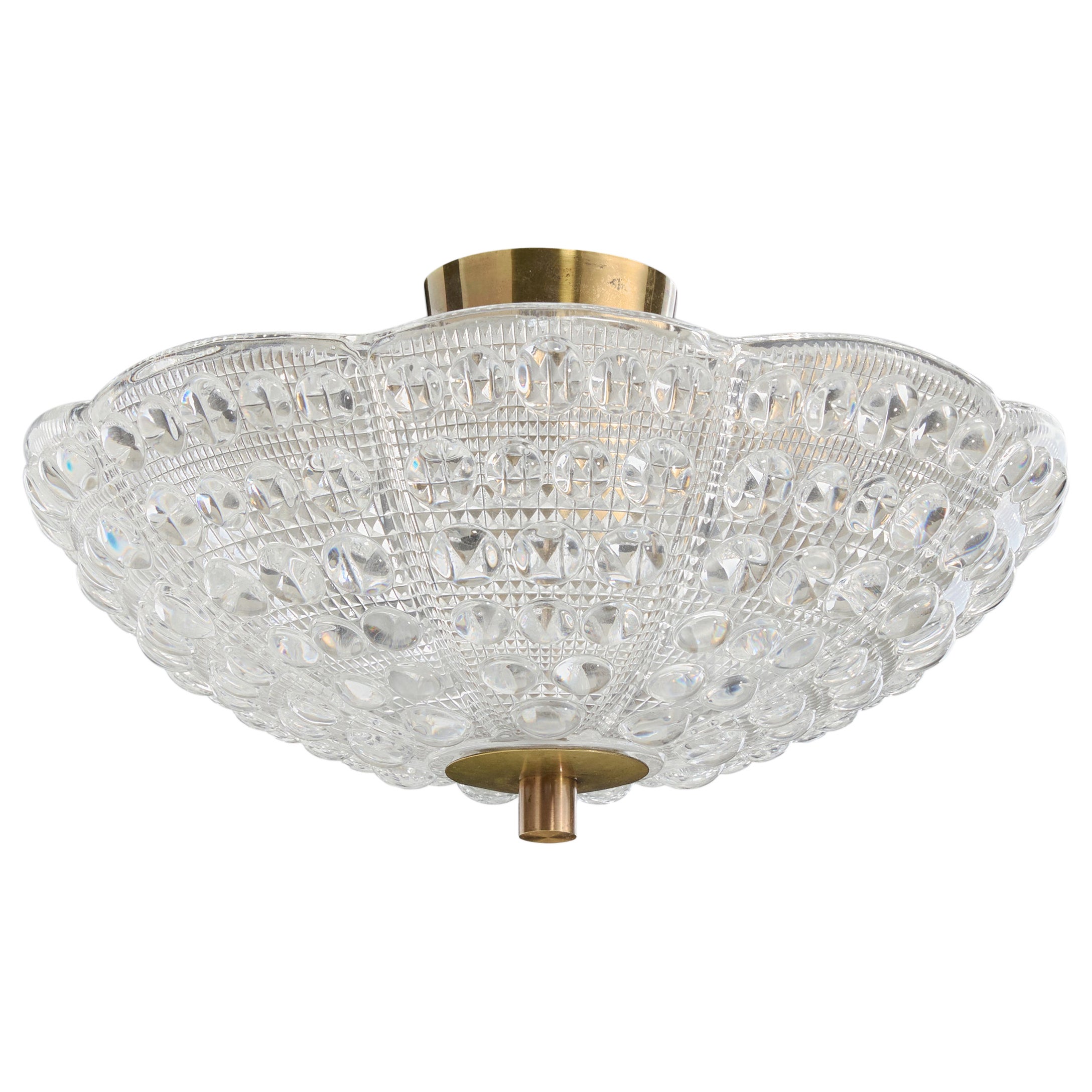 Carl Fagerlund, Pendant Light, Brass, Glass, Sweden, 1950s For Sale