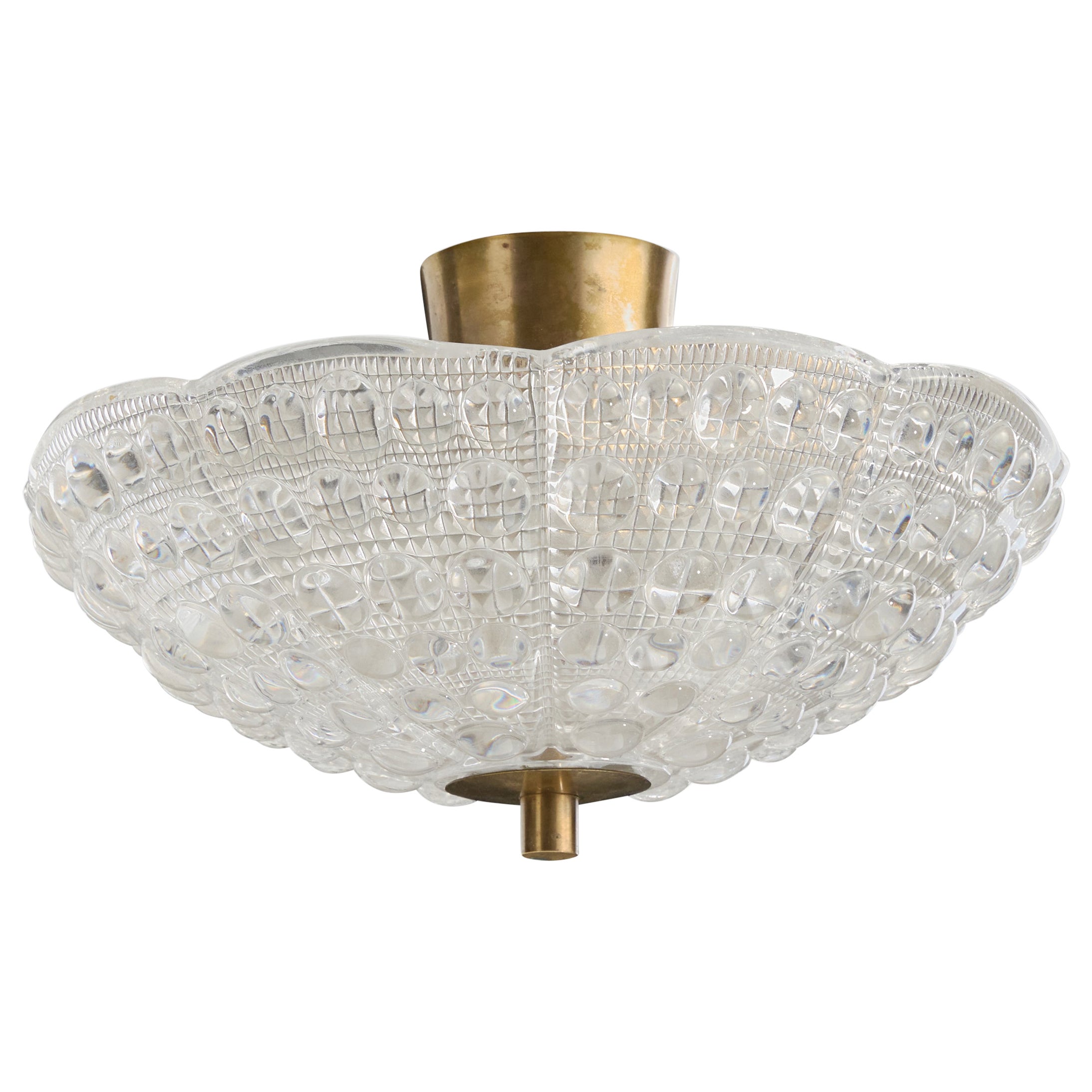 Carl Fagerlund, Pendant Light, Brass, Glass, Sweden, 1950s