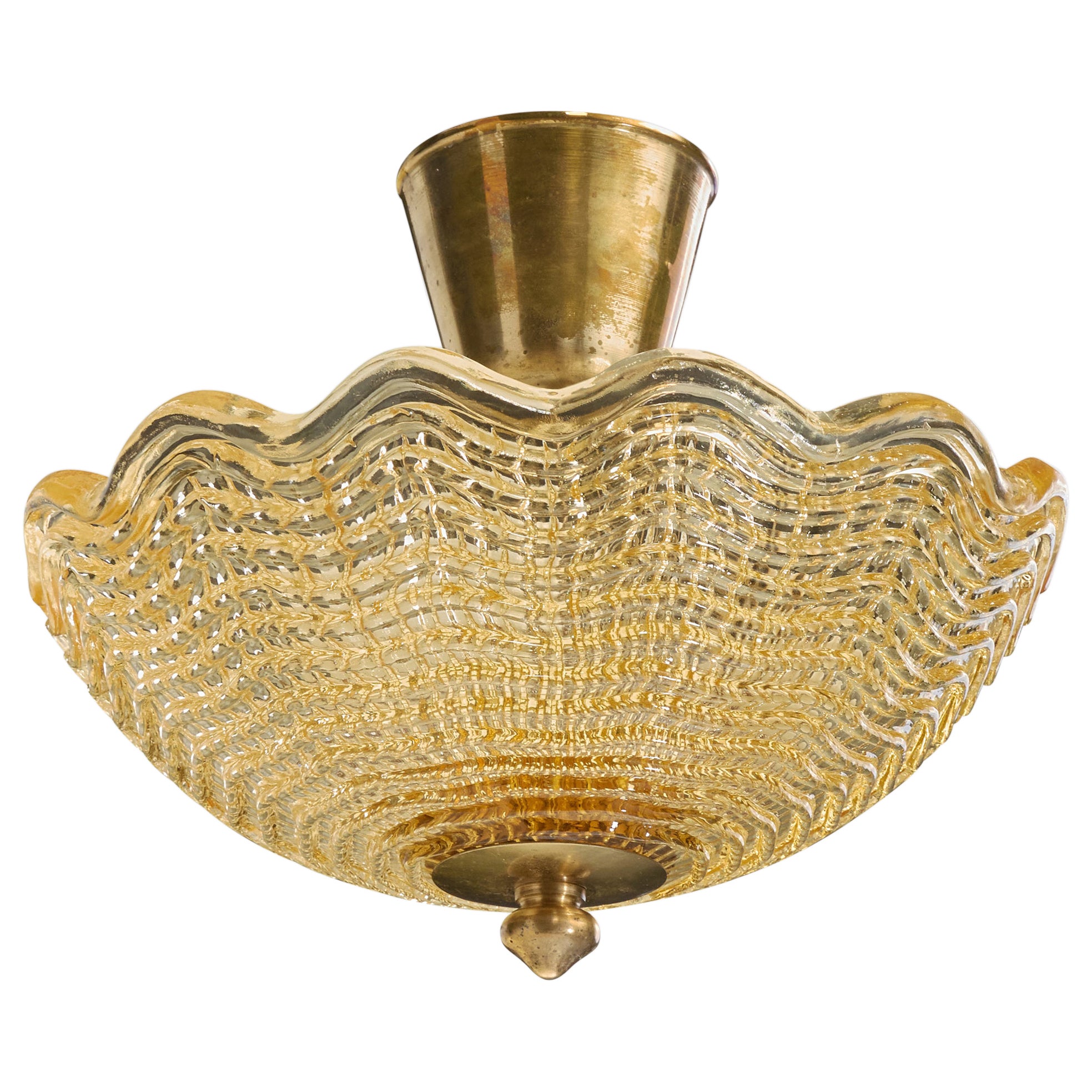 Carl Fagerlund, Pendant Light, Brass, Glass, Sweden, 1950s