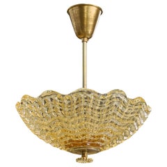 Carl Fagerlund, Pendant Light, Brass, Glass, Sweden, 1950s