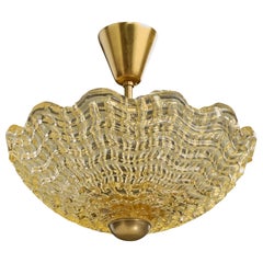 Carl Fagerlund, Pendant Light, Brass, Glass, Sweden, 1950s