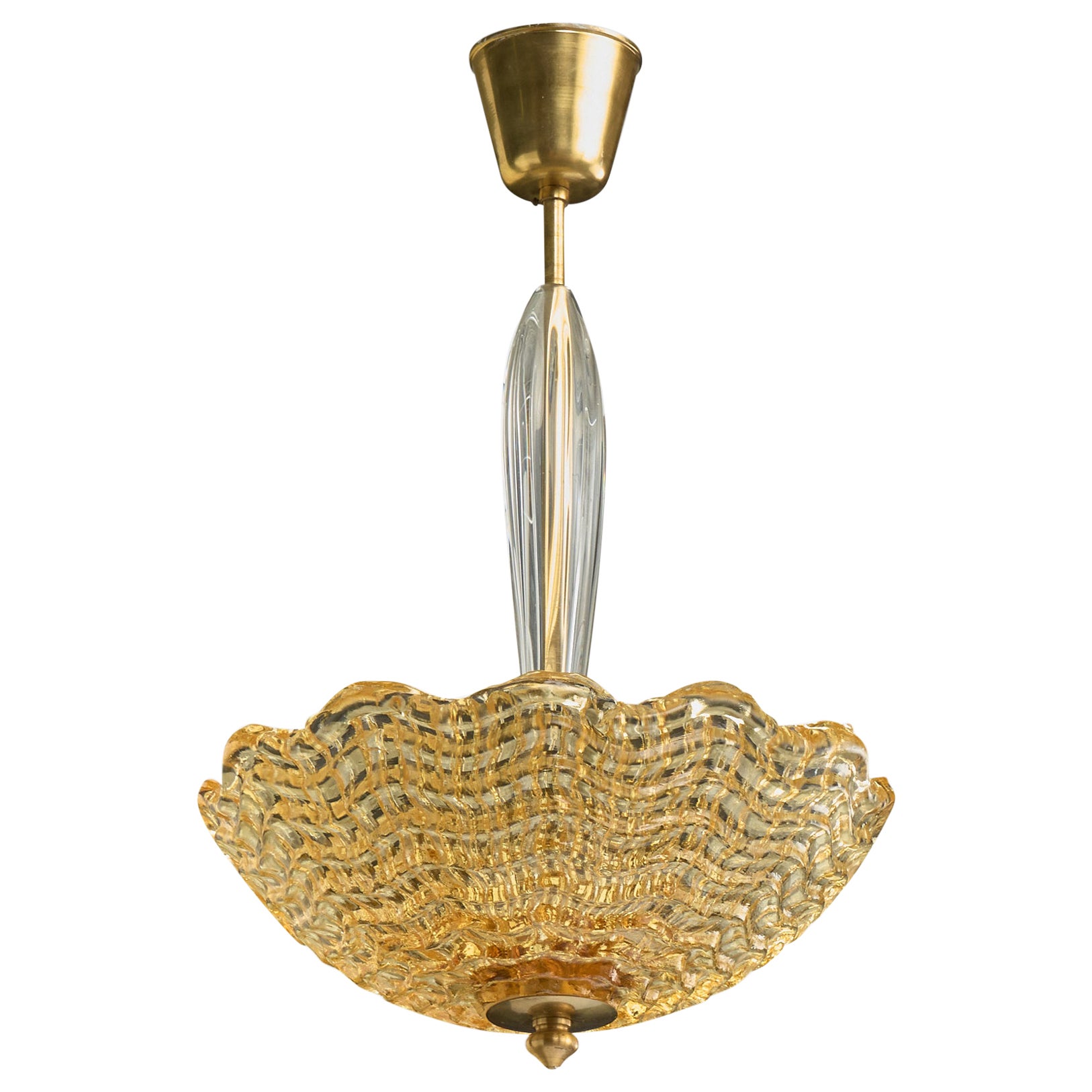 Carl Fagerlund, Pendant Light, Brass, Glass, Sweden, 1950s