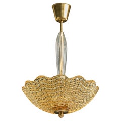 Carl Fagerlund, lampe à suspension, laiton, verre, Suède, années 1950