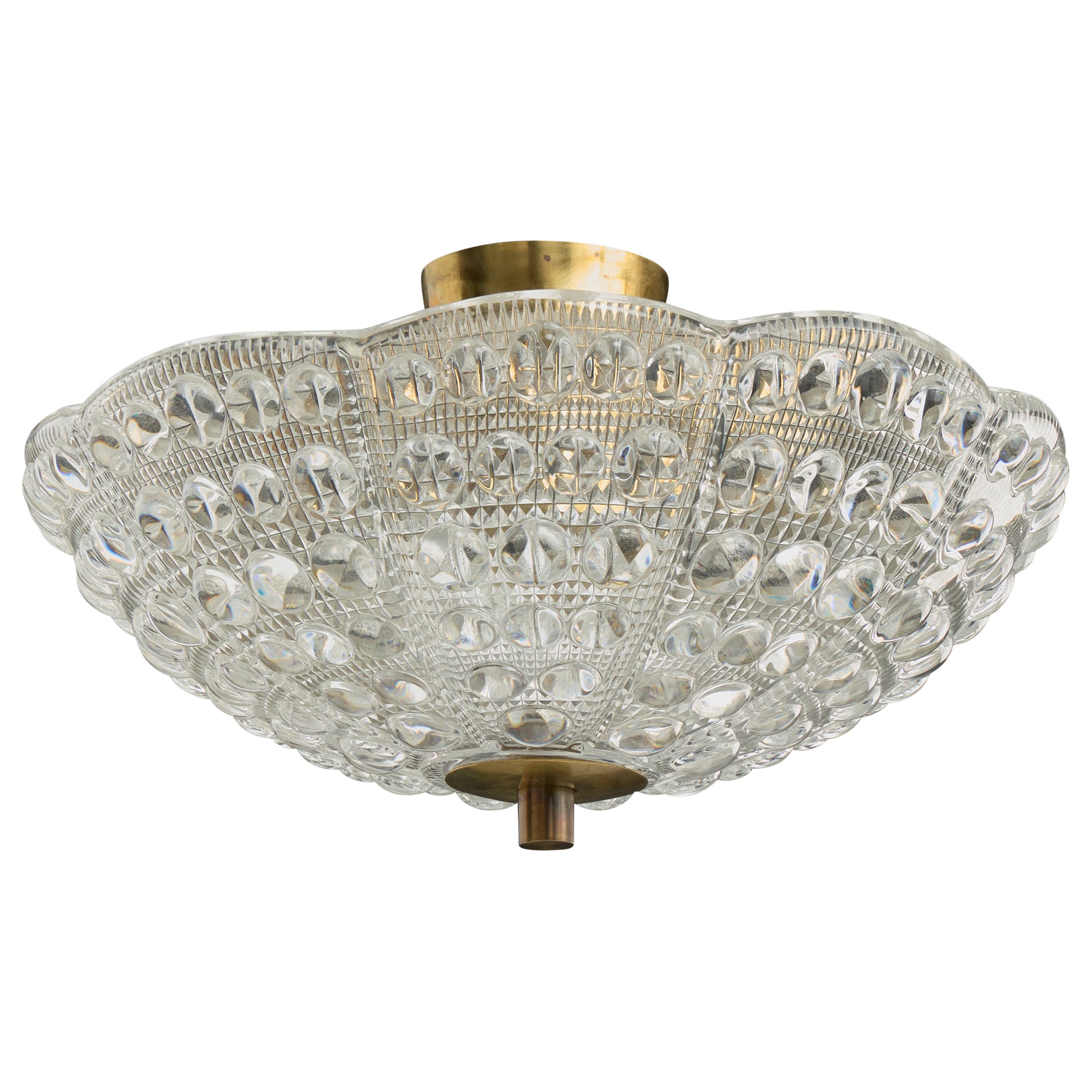 Carl Fagerlund, Pendant Light, Brass, Glass, Sweden, 1950s