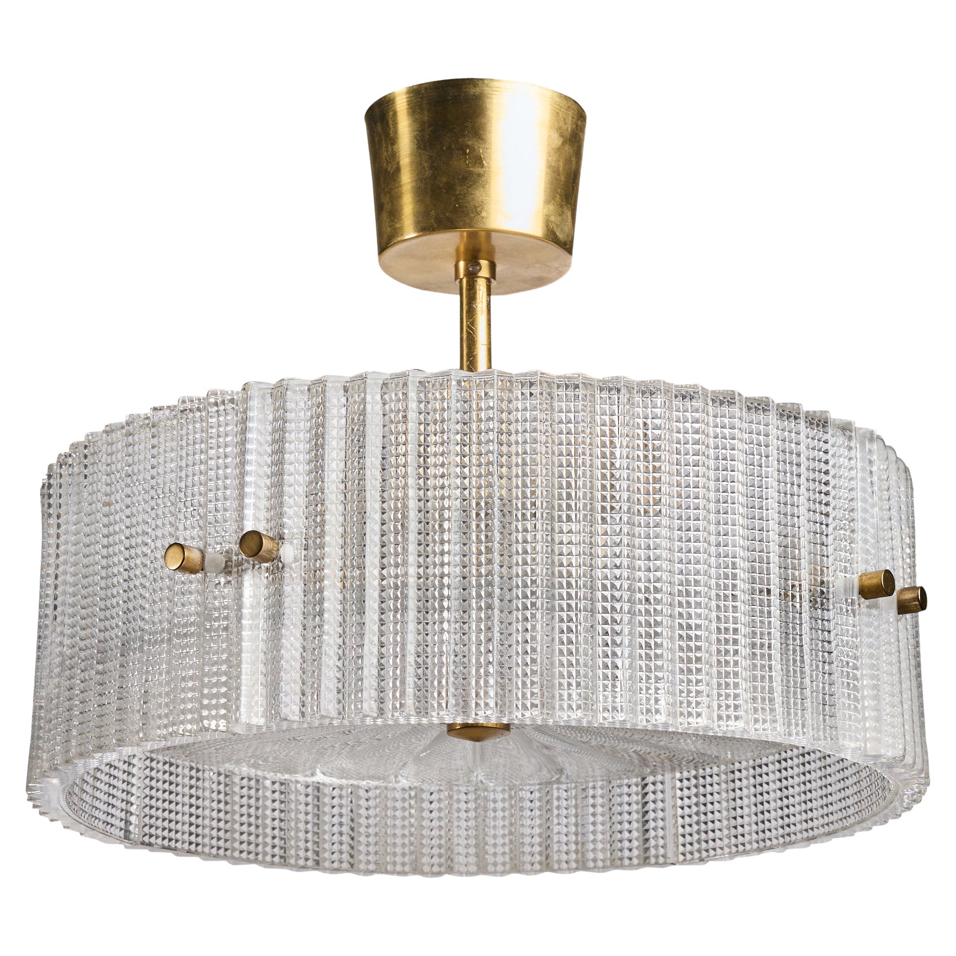 Carl Fagerlund, Pendant Light, Brass, Glass, Sweden, 1950s