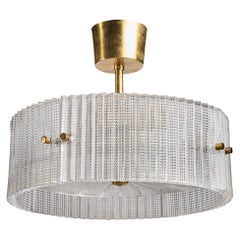 Carl Fagerlund, Pendant Light, Brass, Glass, Sweden, 1950s