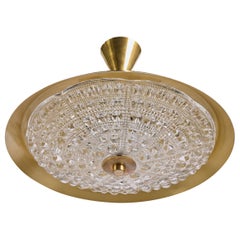 Carl Fagerlund, Pendant Light, Brass, Glass, Sweden, 1950s