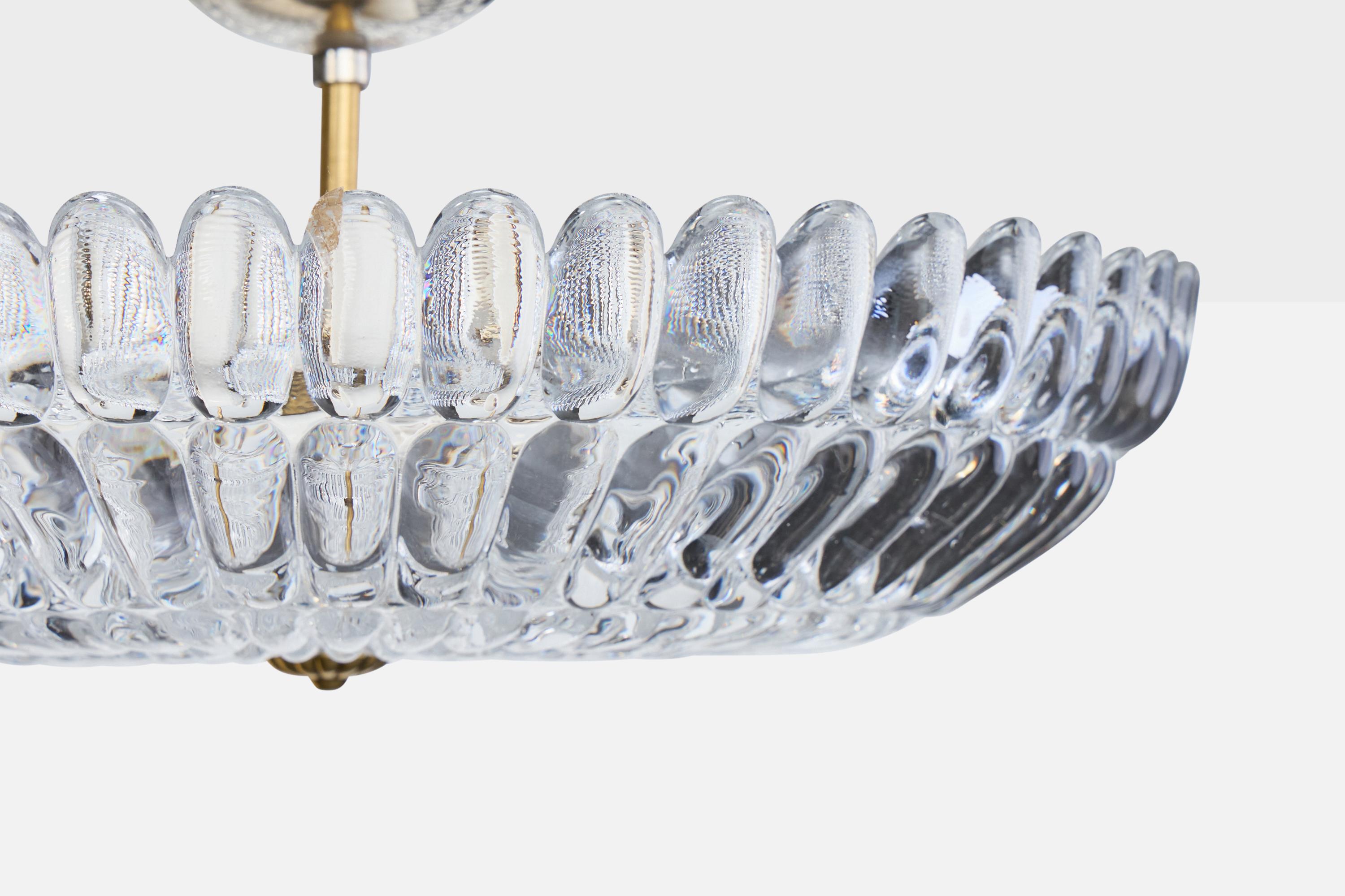 Carl Fagerlund, Lampada a sospensione, vetro, ottone, metallo, Svezia, anni '50 In condizioni buone in vendita a High Point, NC