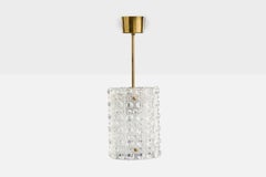 Carl Fagerlund, Pendant Light, Glass, Brass, Sweden, 1950s
