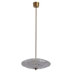 Carl Fagerlund, lampe à suspension, verre, laiton, Suède, années 1950
