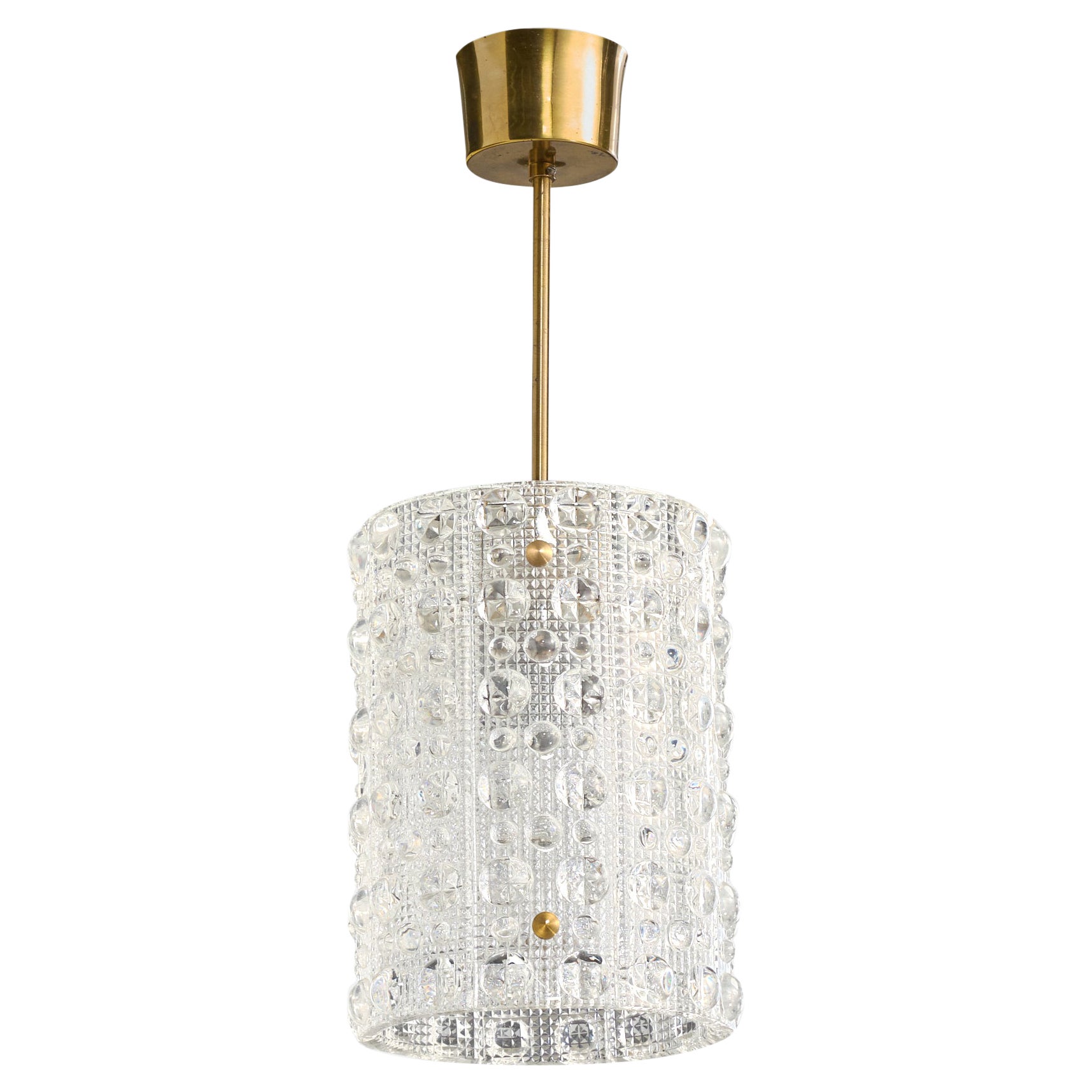 Carl Fagerlund, Pendant Light, Glass, Brass, Sweden, 1950s