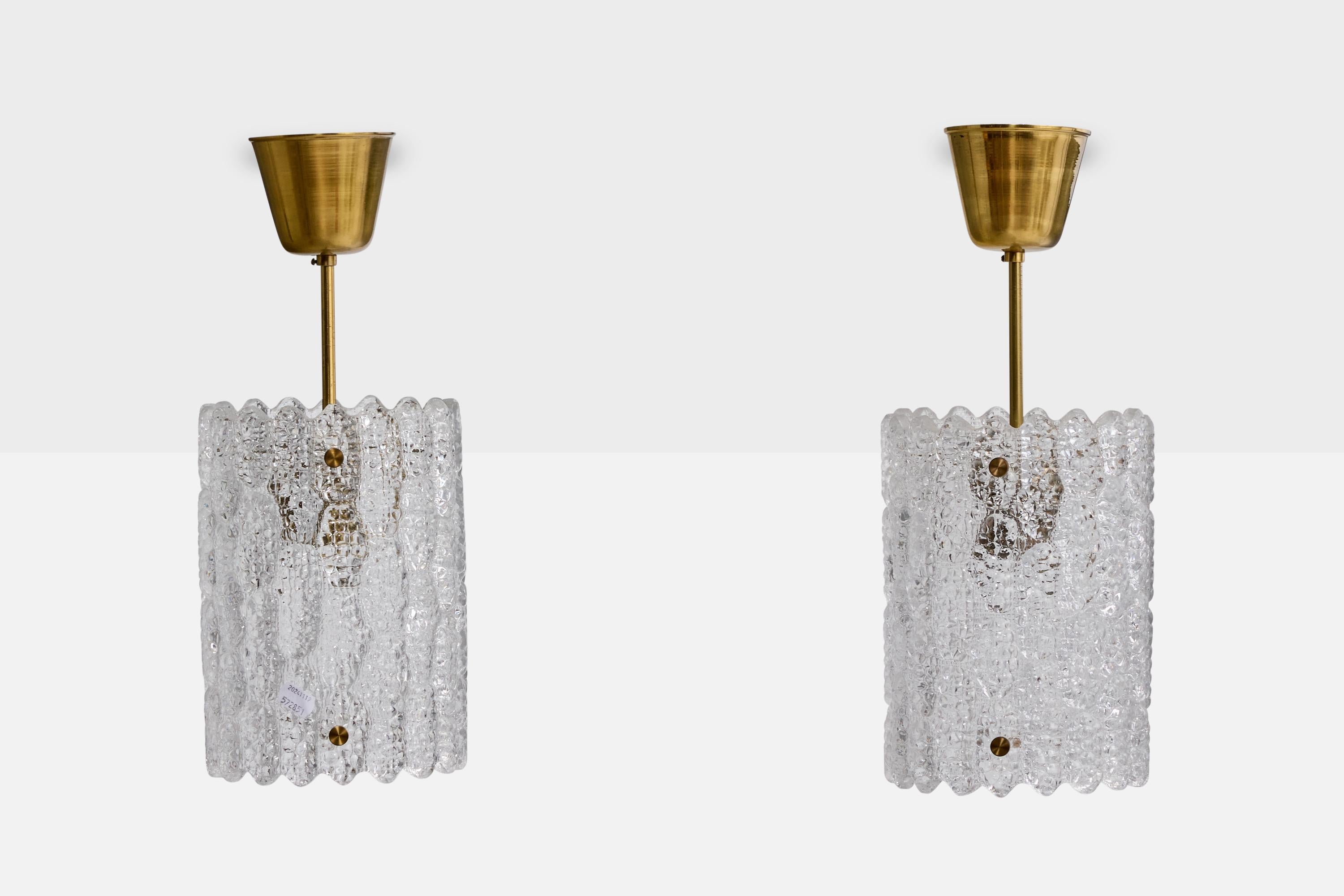 Mid-Century moderno Carl Fagerlund, Lampade a sospensione, Ottone, Vetro, Svezia, anni '60 in vendita