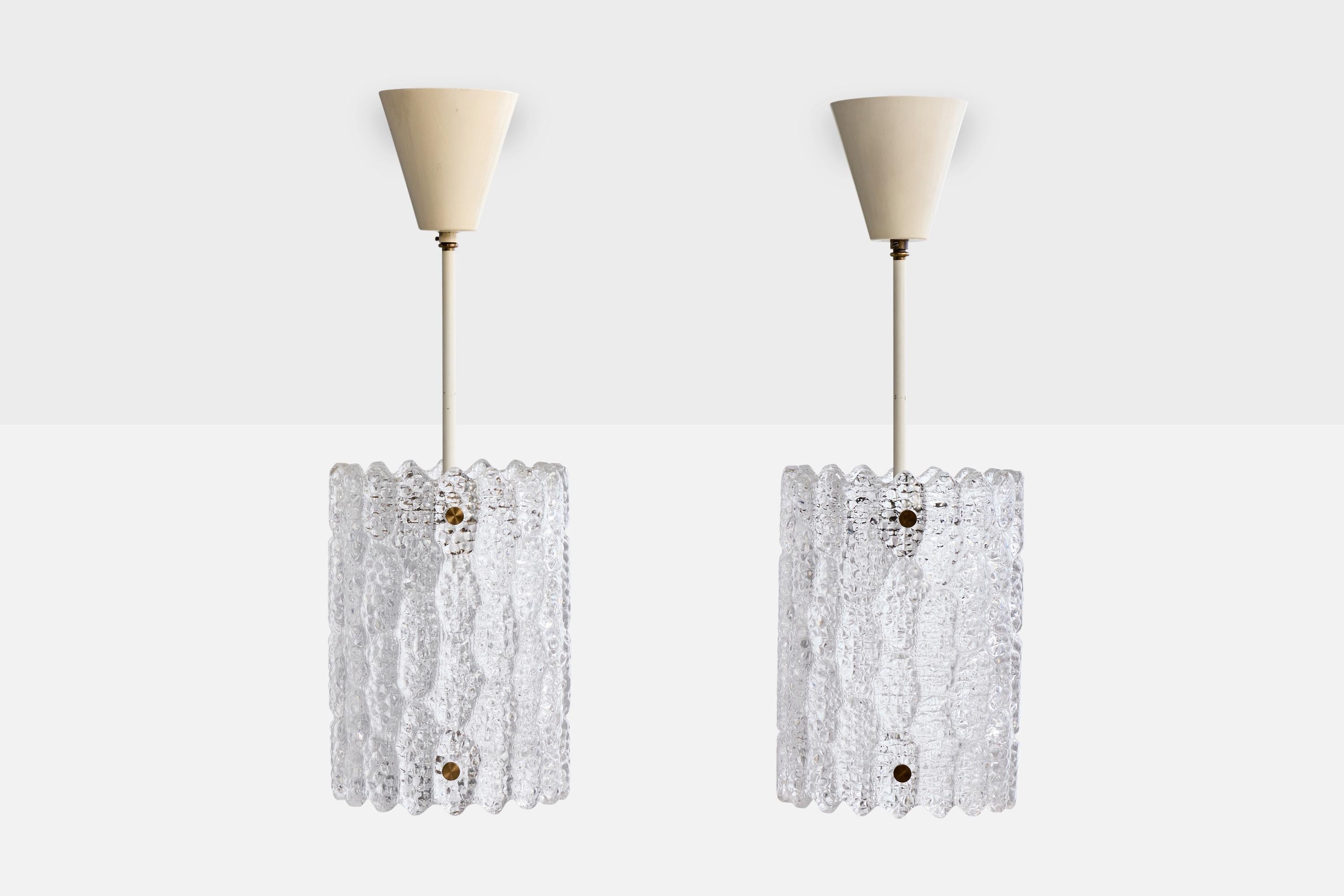 Mid-Century Modern Carl Fagerlund, lampes suspendues, verre, métal, laiton, Suède, années 1960 en vente