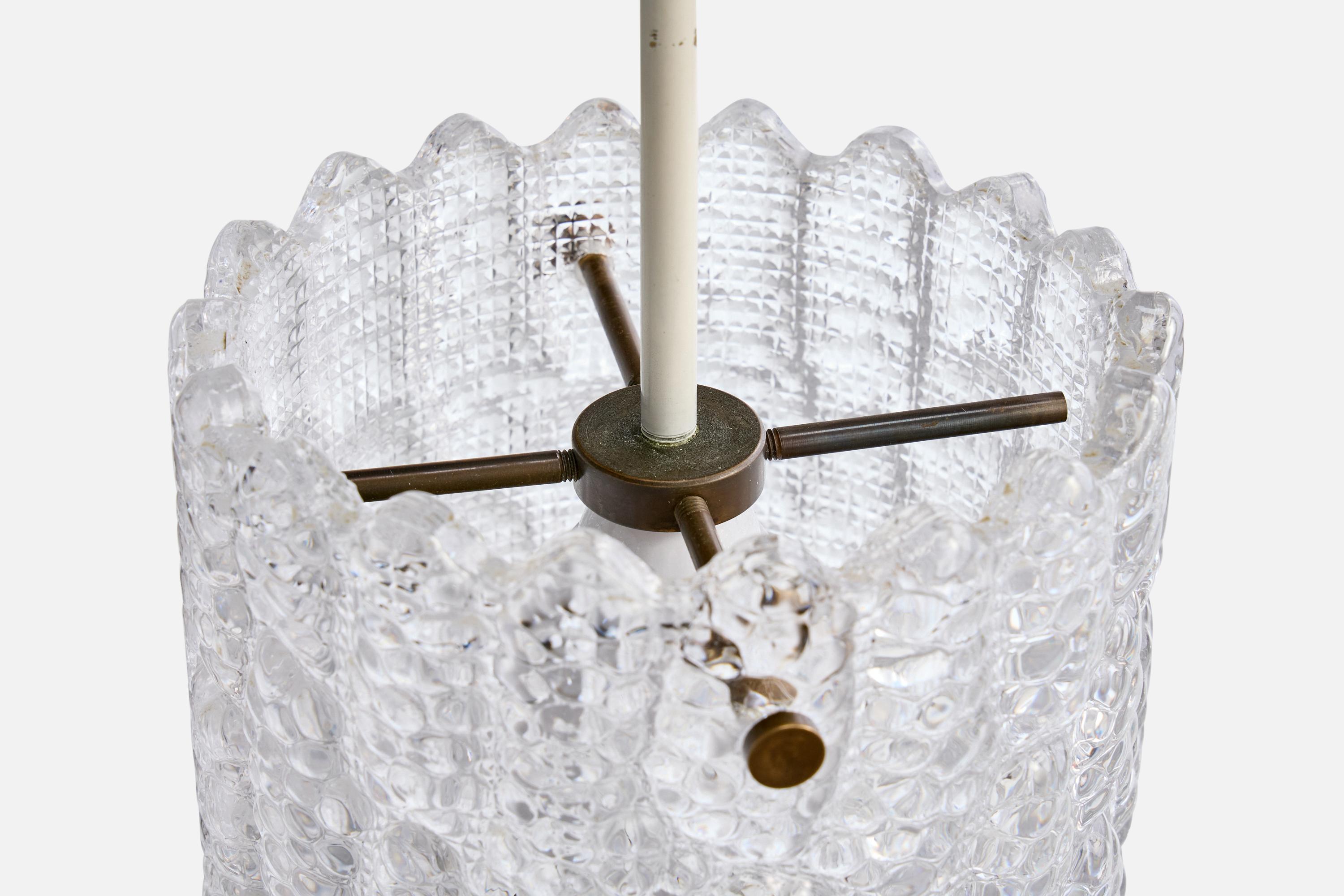 Carl Fagerlund, lampes suspendues, verre, métal, laiton, Suède, années 1960 en vente 1