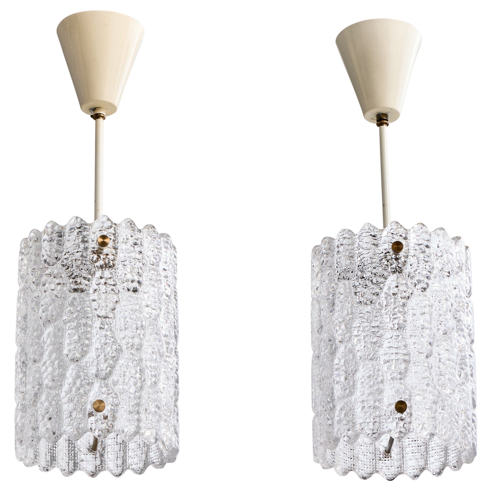 Carl Fagerlund, lampes suspendues, verre, métal, laiton, Suède, années 1960 en vente