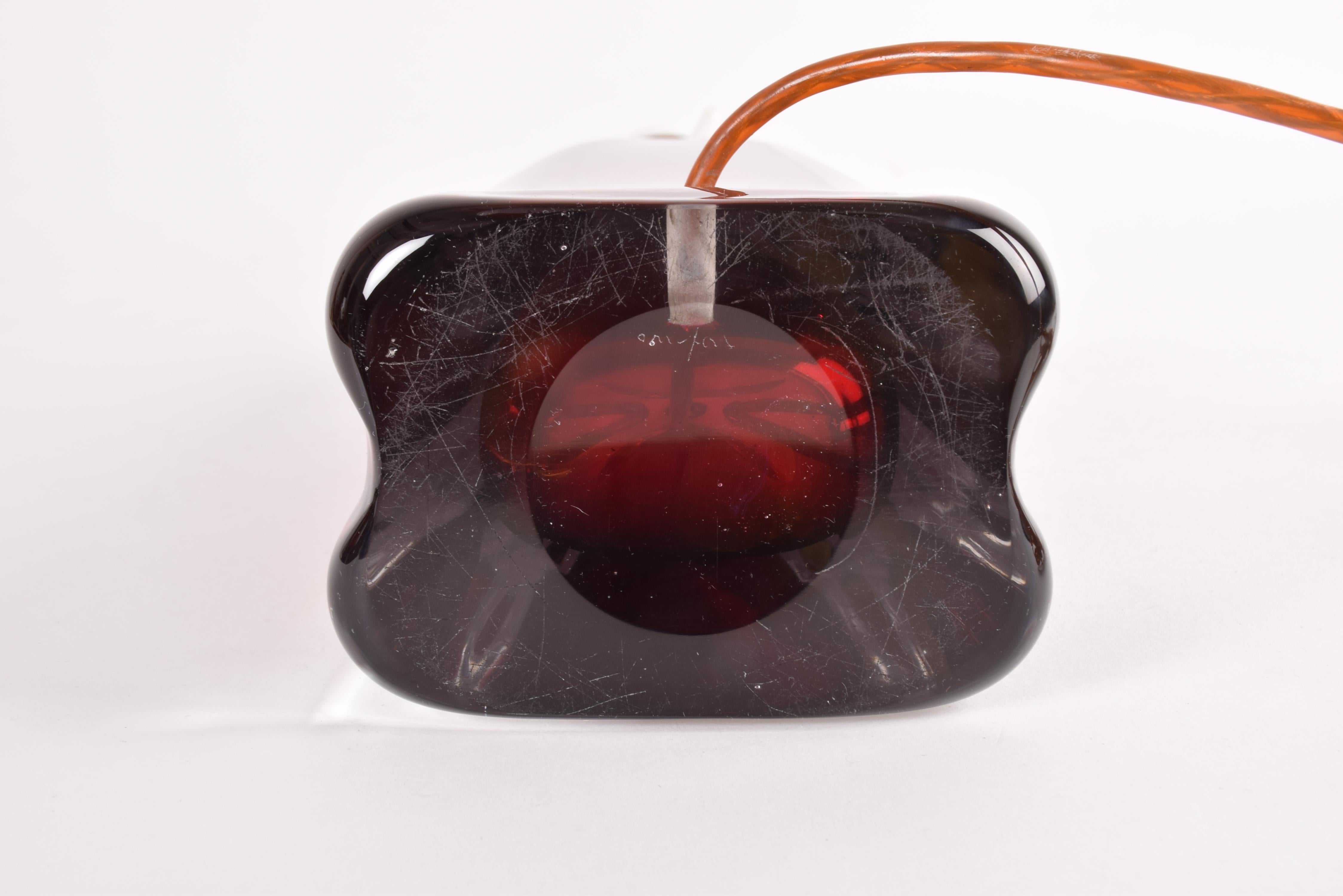 Carl Fagerlund Tischlampe aus rotem Kristallglas für Orrefors Schweden Mitte der 1960er Jahre im Angebot 5